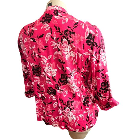 Womens Floral Print Open Front Blazer Pink Floral Attached Black Tank 3X JJ4051 - Picture 9 of 11